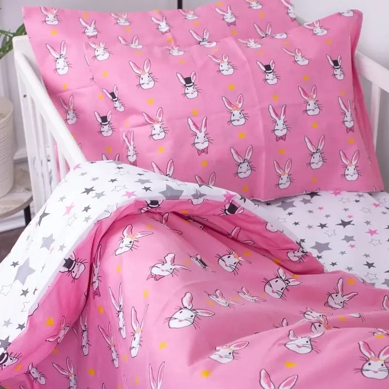 Наволочка MirSon Kids Time 17-0528 Bunnies pink Бязь різнокольорова - фото 2