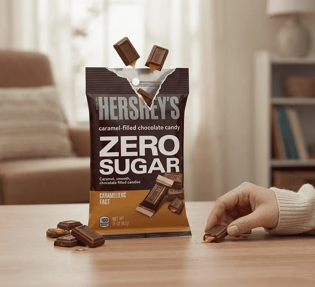Шоколадні цукерки Hershey's Zero Sugar Caramel Filled Chocolate Candy 85г - фото 2