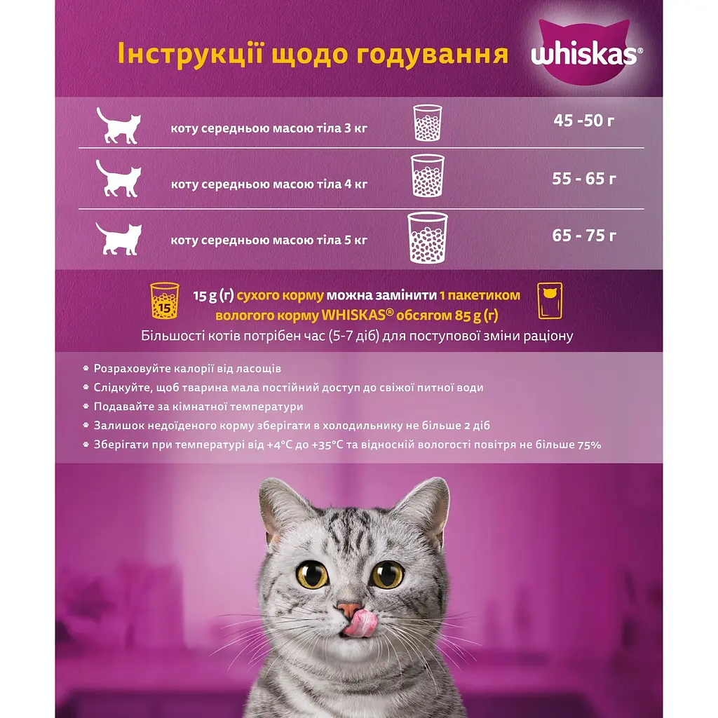 Вологий корм для котів Whiskas з лососем у соусі 2.38 кг (28 шт. х 85 г) - фото 8