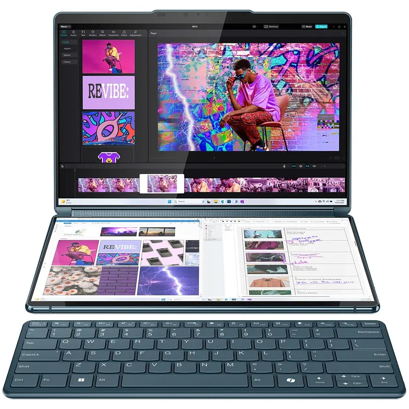 Ноутбук Lenovo Yoga Book 9 13IMU9 з процесором Intel® Core™ Ultra 7 155U pana la 4.8GHz, 2 x 13.3", 2.8K, WQXGA+, OLED, сенсорний, 32GB LPDDR5x RAM, 1TB SSD, Intel® графікою, Windows® Care - фото 3