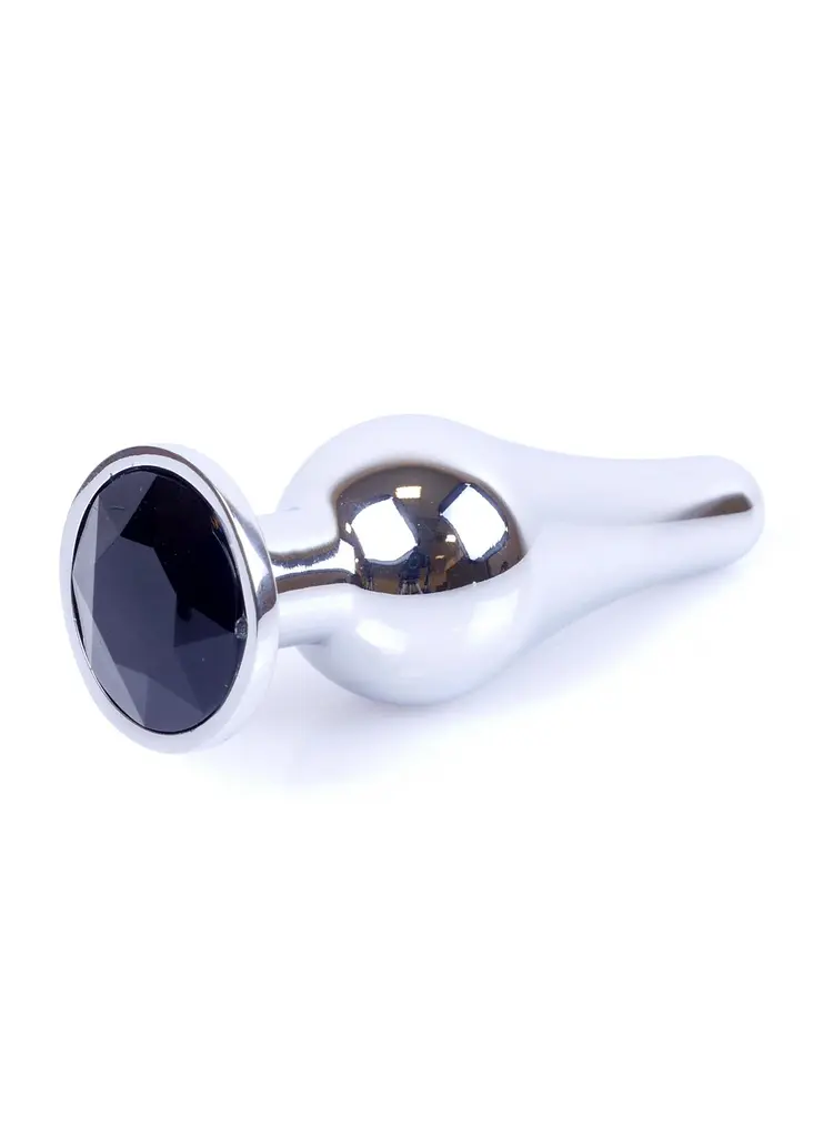 Анальна пробка - Jewellery Silver Long Plug Black - фото 9