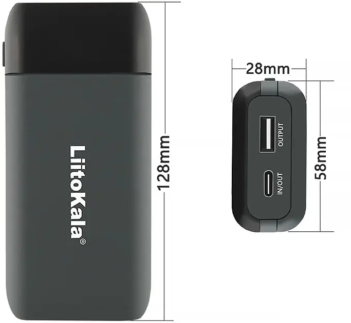 Зарядний пристрій LiitoKala Lii-MP2 з функцією Power Bank для акумуляторів АА, ААА, 18650, 21700 Li-Ion, IMR, INR, ICR Black (19423) - фото 4