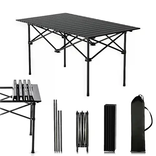 Складаний туристичний стіл 120×55×50 см чорний