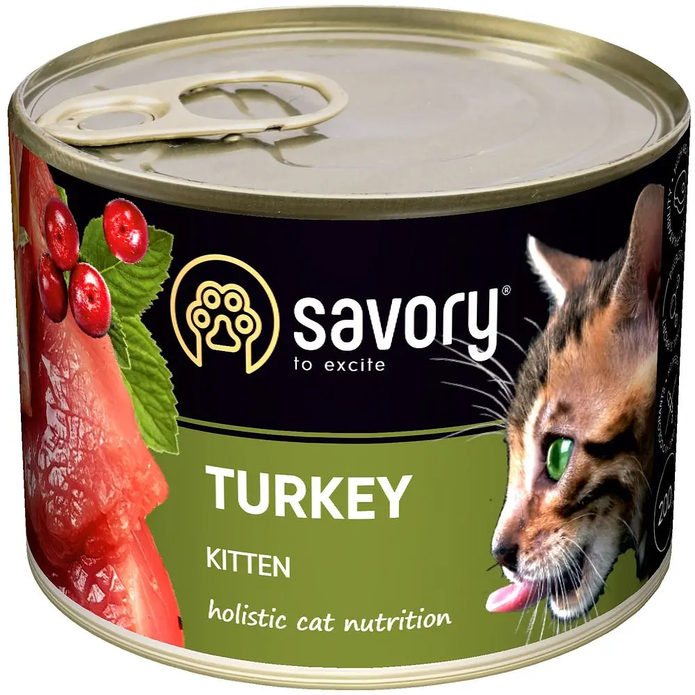 Набір вологих кормів для кошенят Savory Kitten 3+1 з індичкою 800 г (4 шт. х 200 г) - фото 4