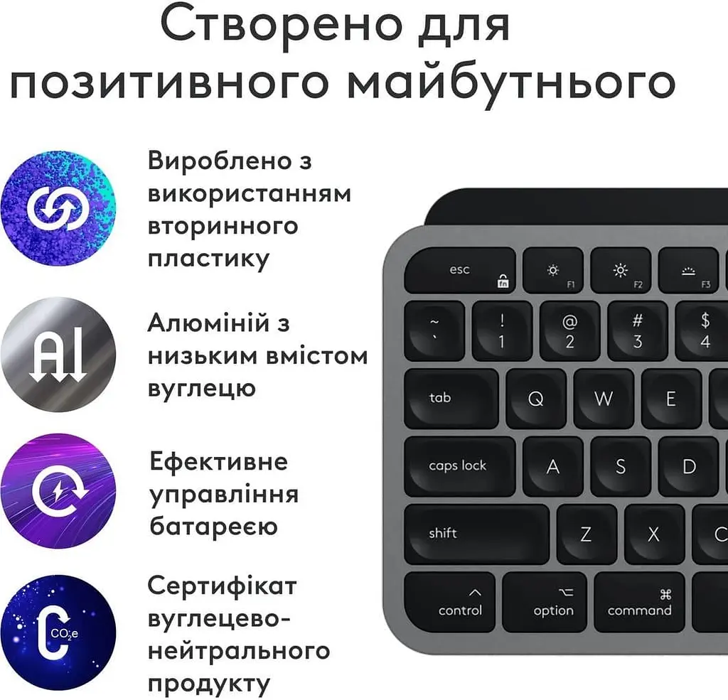 Клавиатура Logitech MX Keys S for Mac Wireless Space Grey (920-011637) - фото 4