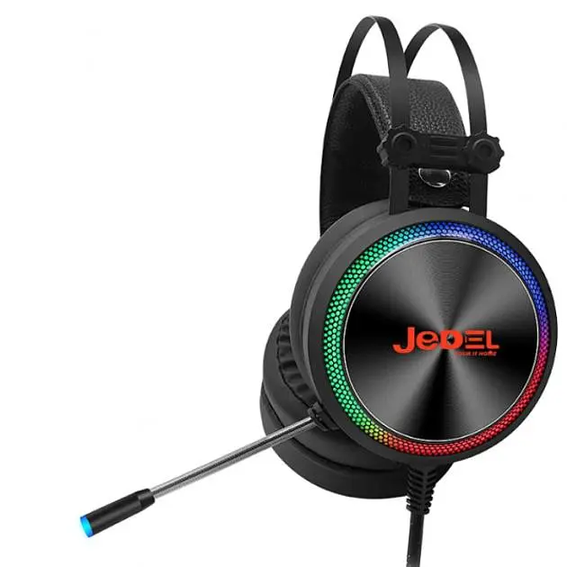 Дротові, ігрові, накладні навушники Jedel GH-213, з LED підсвічуванням, Jack 3.5, 2.1m, black - фото 2