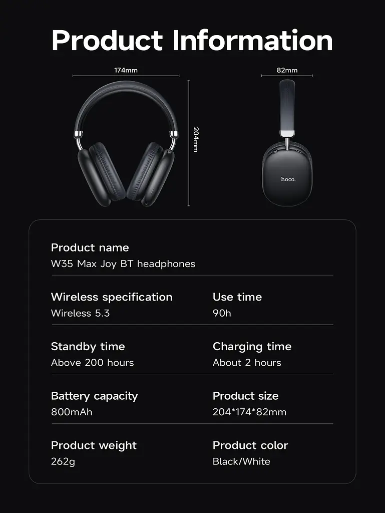Беспроводные наушники Hoco W35 Max, ANC, BT5.3, AUX, TF, 800mAh, 90h, silver - фото 8