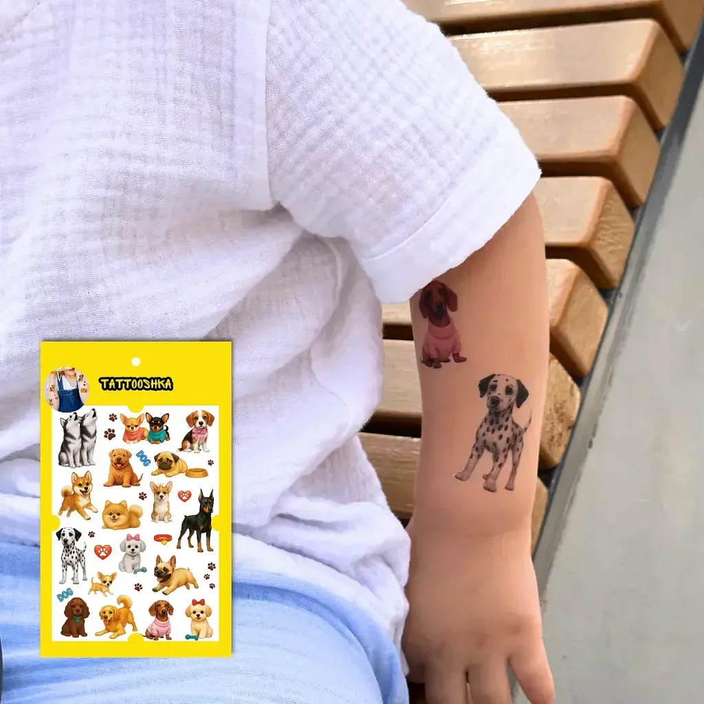 Тату тимчасове в наборі Собачки Tattooshka LB-199 Різнокольоровий shop (4829000018688) - фото 3