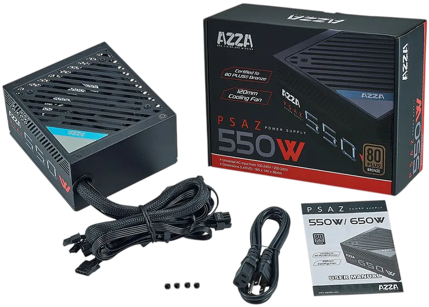 Блок питания Azza PSAZ-550W 550W 80+ Bronze (PSAZ-550W) Б/У - фото 3