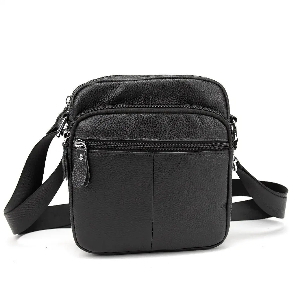 Шкіряний компактний чоловічий месенджер чорний Tiding Bag M56-0080A - фото 3