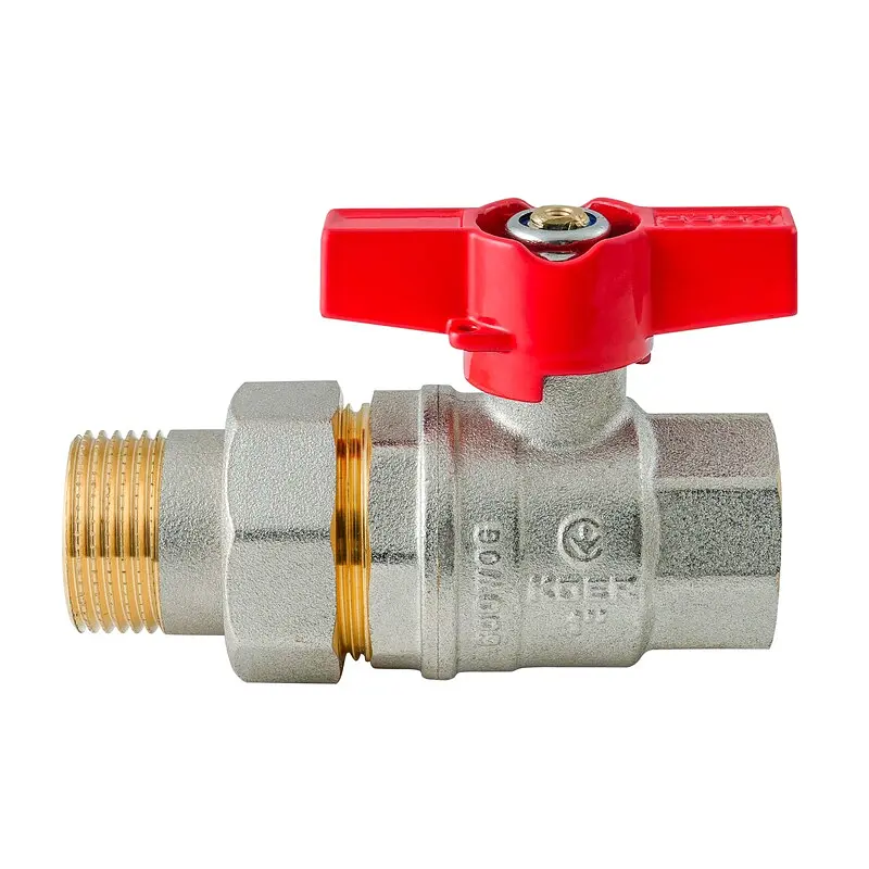 Кран з американкою Koer Extreme KE.227-25 - 1" ручка "метелик" червона KR5767 - фото 2