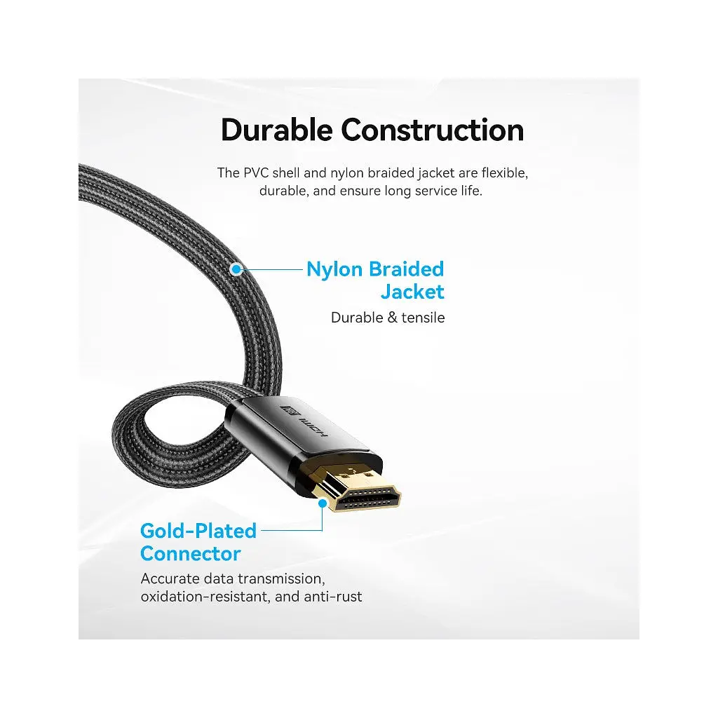Кабель мультимедійний HDMI M to HDMI M 2.0m V2.1 8K60Hz flat VENTION (ALKBH) - фото 3