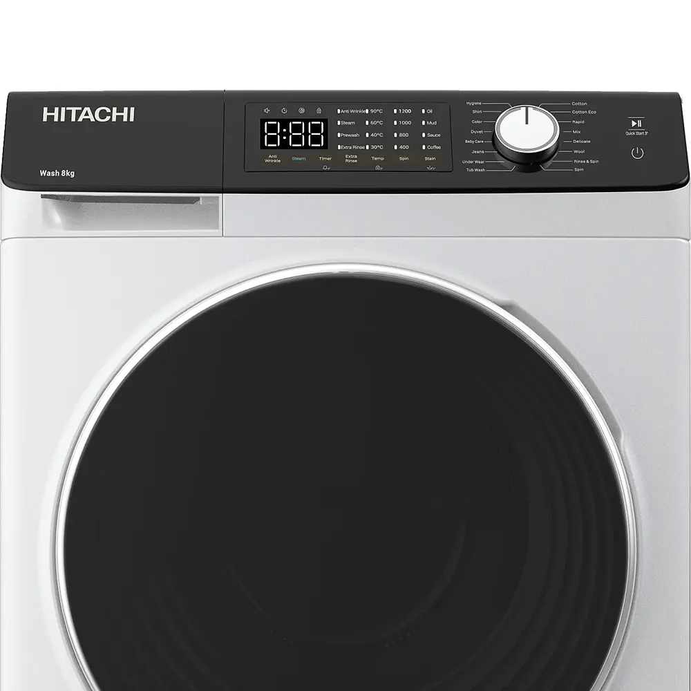 Прально-сушильна машина Hitachi фронтальна, 8(5)кг, 1400, A, 60см, дисплей, пара, інвертор, білий - фото 6