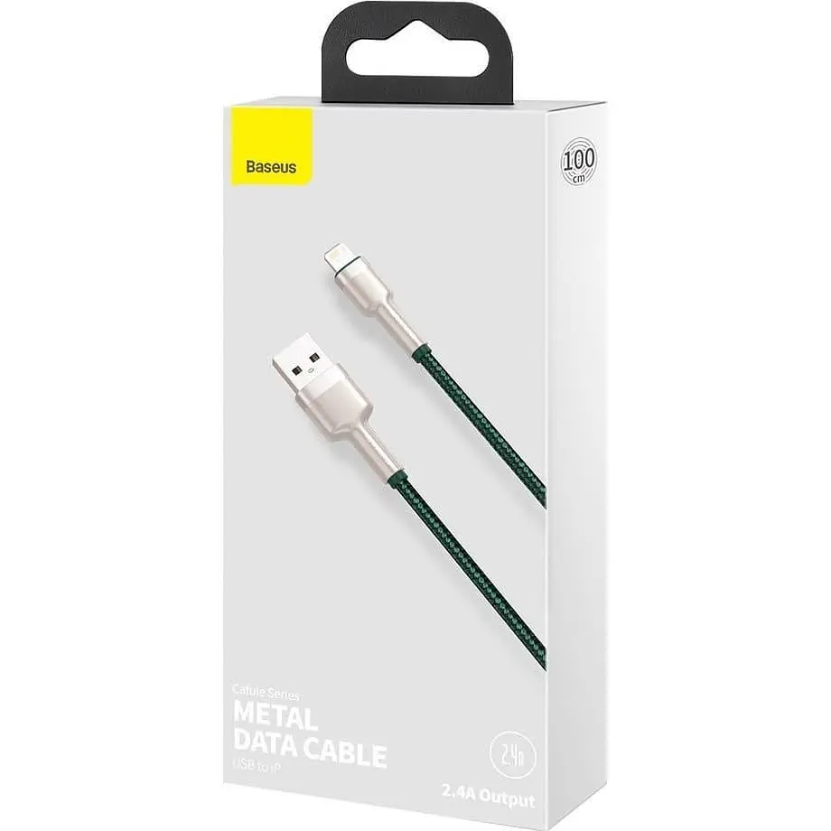Кабель Baseus Cafule Metal Lightning 2.4A (2m) green (CALJK-B06) - фото 7