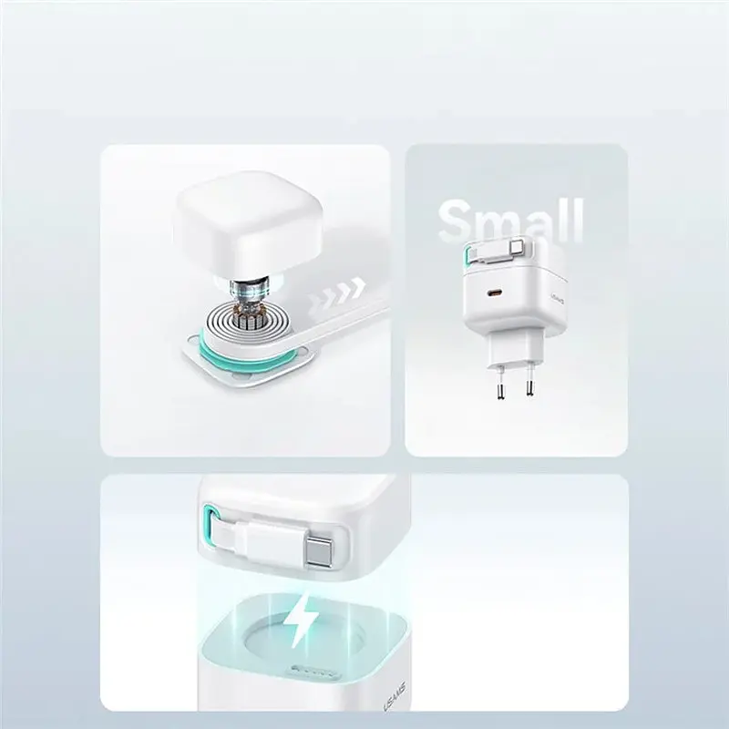 МЗП US-CC202 GaN With Type-C Magnetic Retractable Cable Module XMF Ser. 35W (2USB-C) White Usams teh0029653 - фото 5