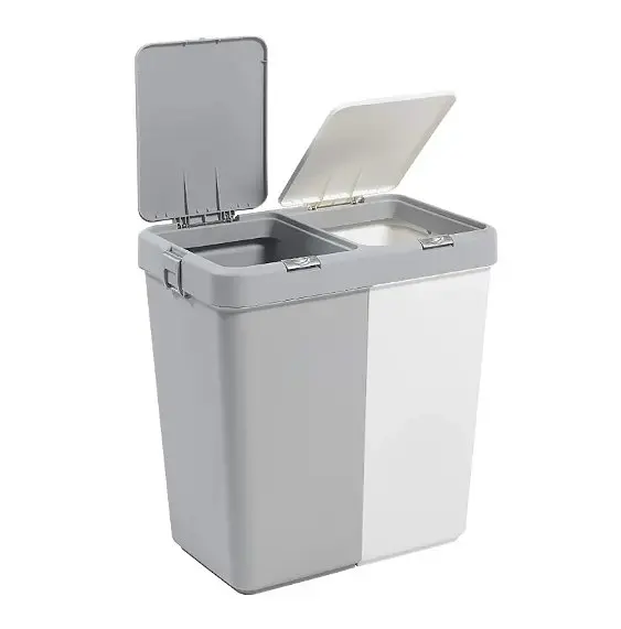 Кошик для білизни Motek подвійний білий/сірий 40+40 л (MT-09) - фото 3