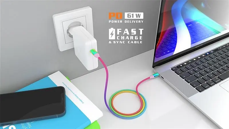 Кабель REAL-EL Premium USB Type-C - USB Type-C (M/M), 1 м, Rainbow (EL123500053) - фото 5