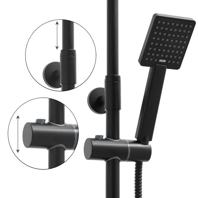 Душова система Yoka Flova 25 black з термостатом BP.FLOVA THERM 25 BLK, Чорний матовий - фото 6