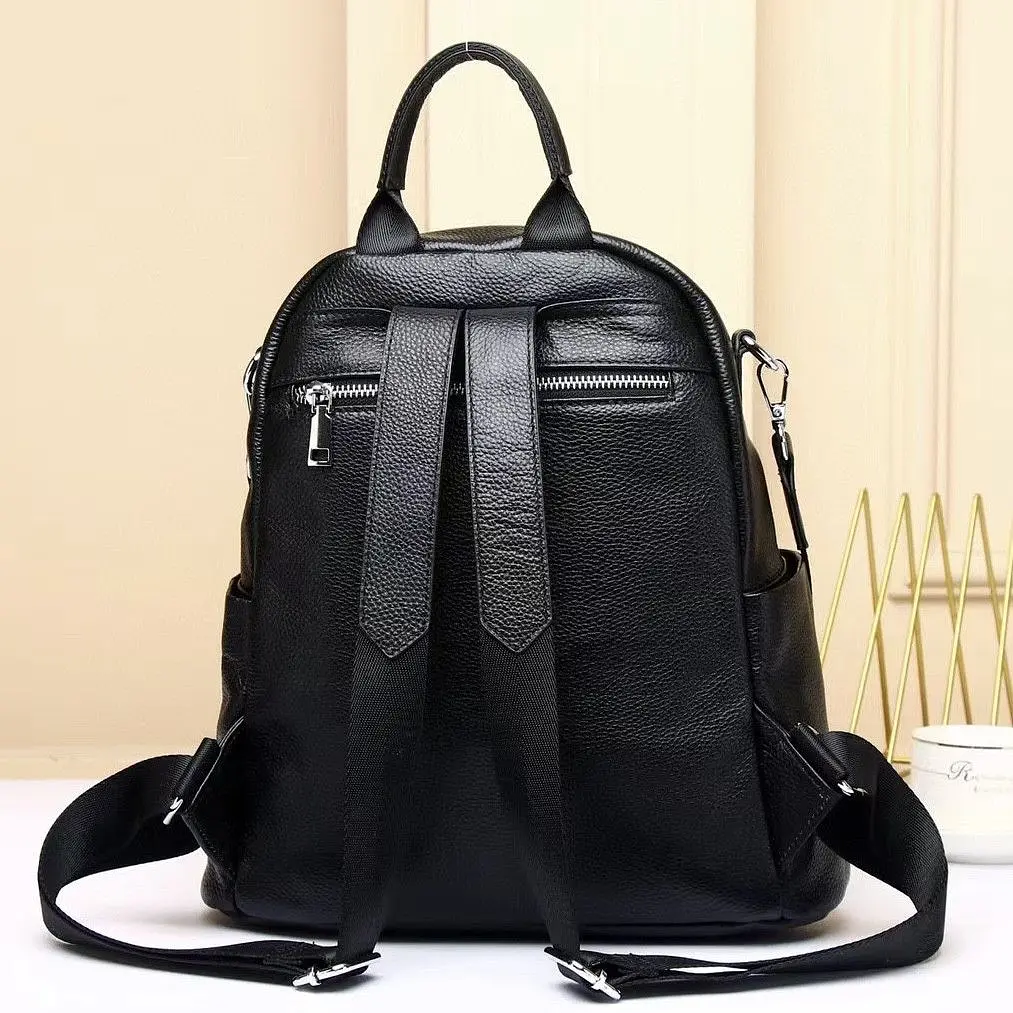 Шкіряний жіночий рюкзак з тисненням 42147 Tiding Bag чорний - фото 6