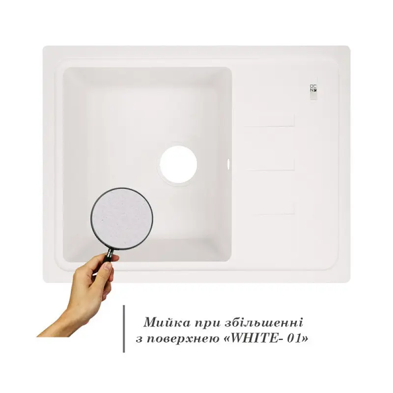 Кухонна мийка Lidz 620x435 / 200 WHI-01 (LIDZWHI01620435200) - фото 2