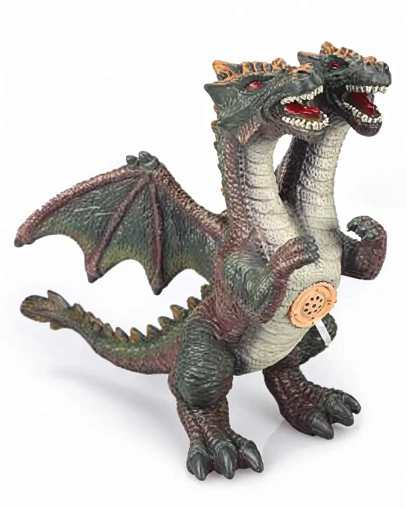 Фигурка Дракон двухголовый Dino Toys со звуком, зелёный
