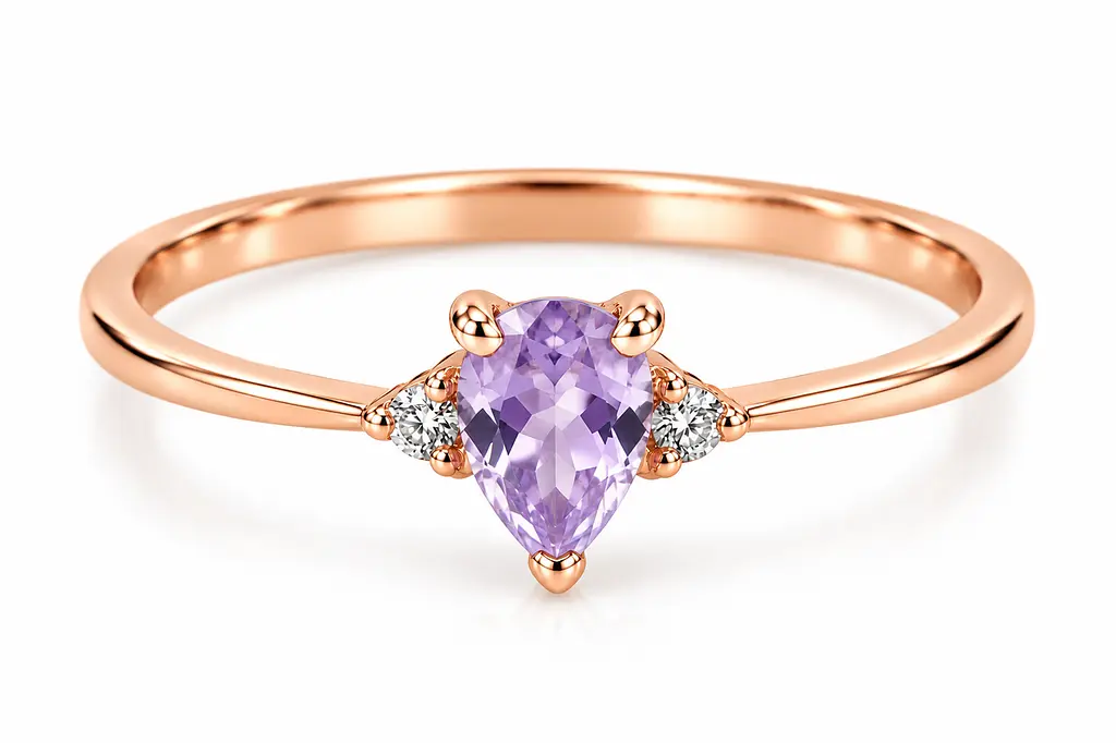 Жіноча каблучка Jewellery Continent з червоного золота з аметистом 20.5 (К-0933)