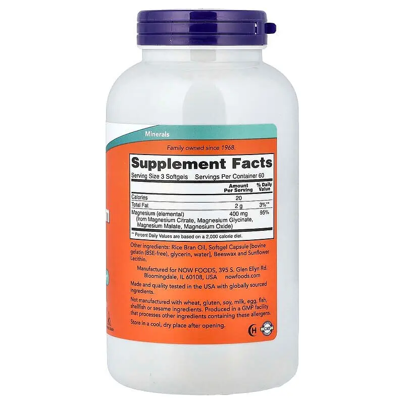 Вітаміни та мінерали NOW Magnesium Citrate, 180 капсул - фото 2
