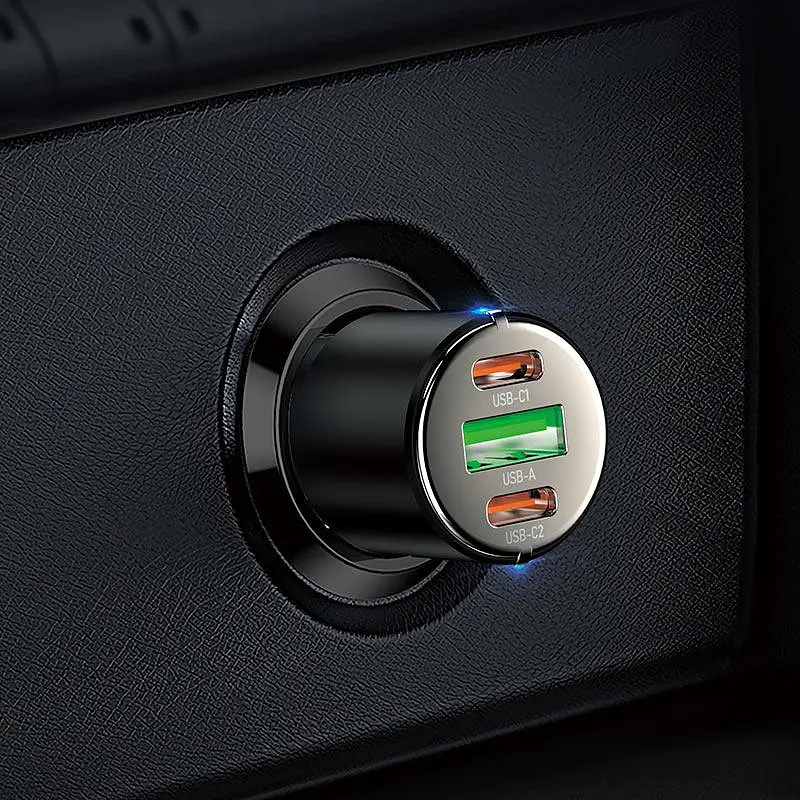 Автомобільний зарядний пристрій Hoco NZ6 PD45W 3-port ( 2C1A ) car charger Чорний - фото 3
