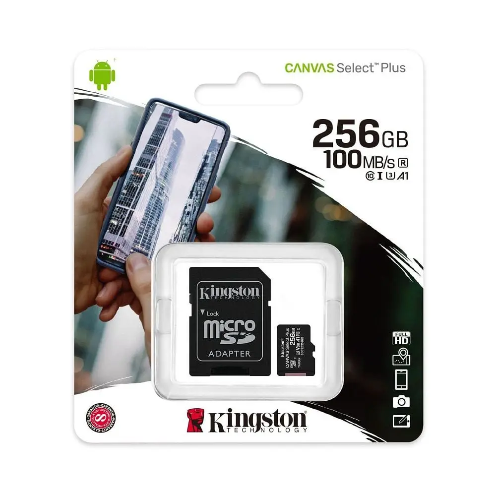 Карта пам’яті miсroSDXC 256GB Kingston TransFlash Memory Card з SD-адаптером class 10 A1 Canvas Select Plus (SDCS2/256GB) (090-00213) - фото 2