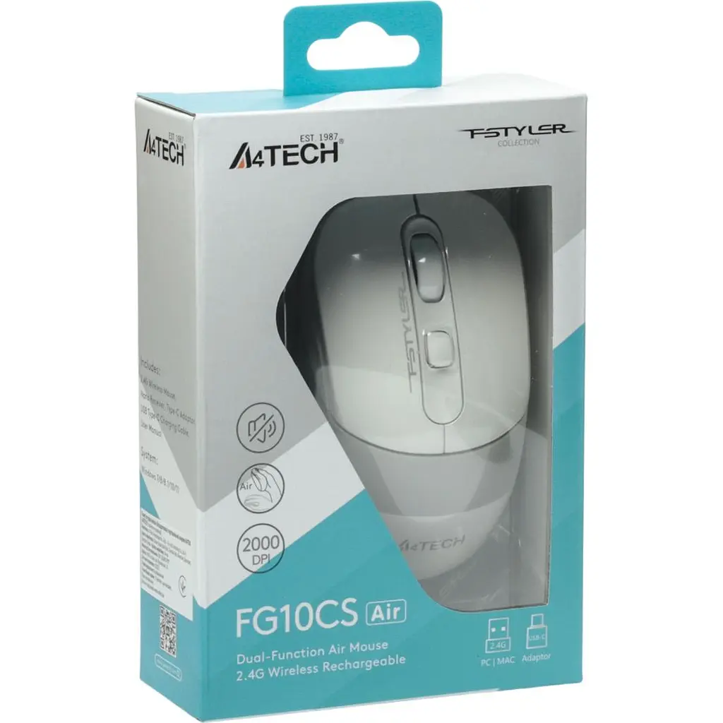 Миша A4Tech FG10CS Air2 Grayish White [159796] - фото 8
