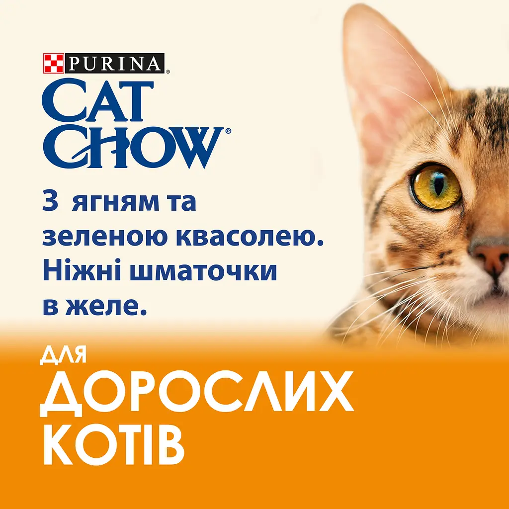 Вологий корм для котів Cat Chow Adult ніжні шматочки в желе з ягням і зеленою квасолею 85 г - фото 4
