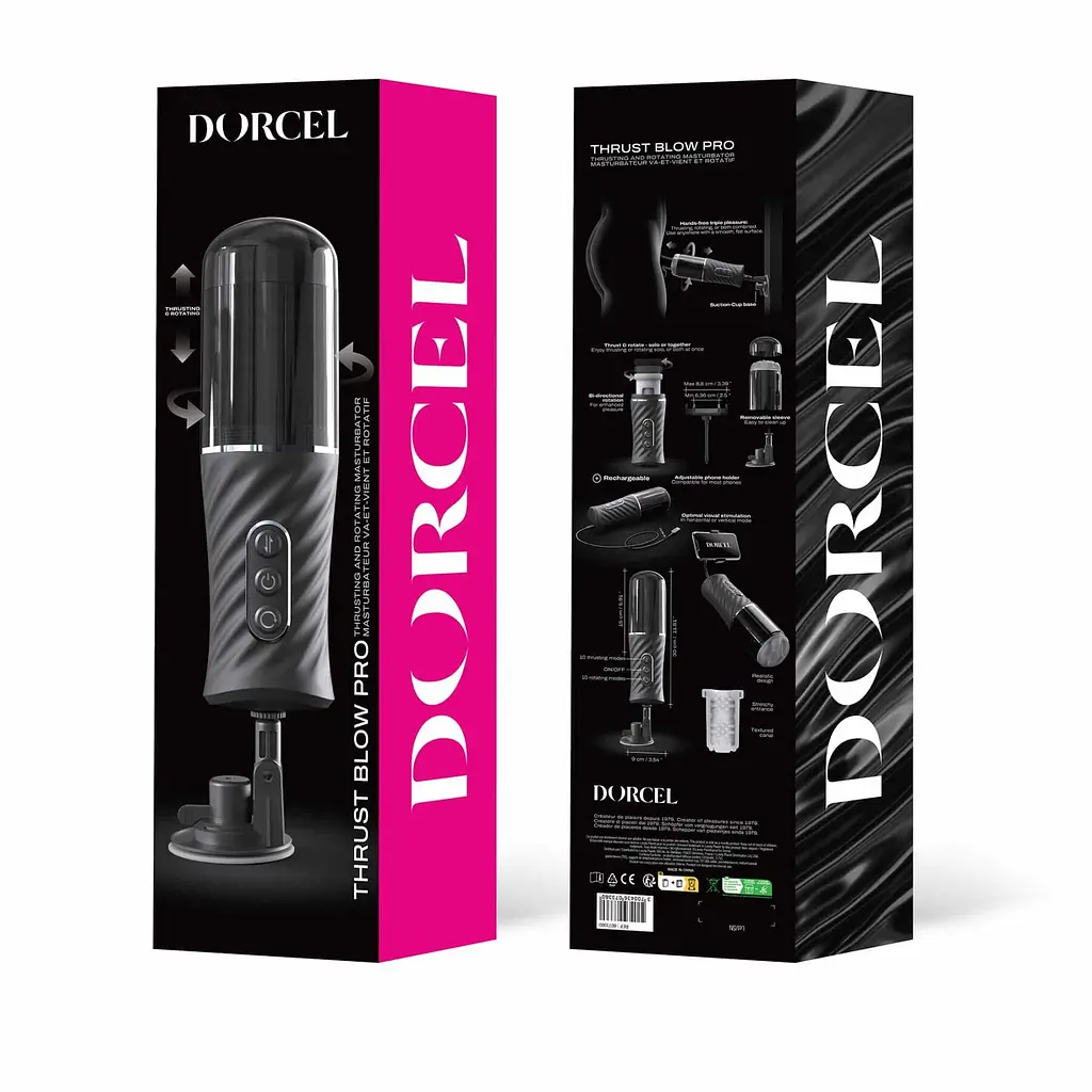 Автоматичний мастурбатор Dorcel THRUST BLOW PRO, імітація фрикцій+обертання, по 10 режимів, присоска - фото 7