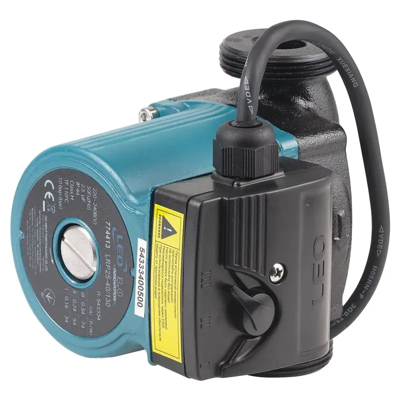 Насос циркуляційний 74Вт Hmax 4м Qmax 52л/хв Ø1½" 130мм+гайки Ø1" LEO 3.0 LRP25-40/130 (774413) - фото 2