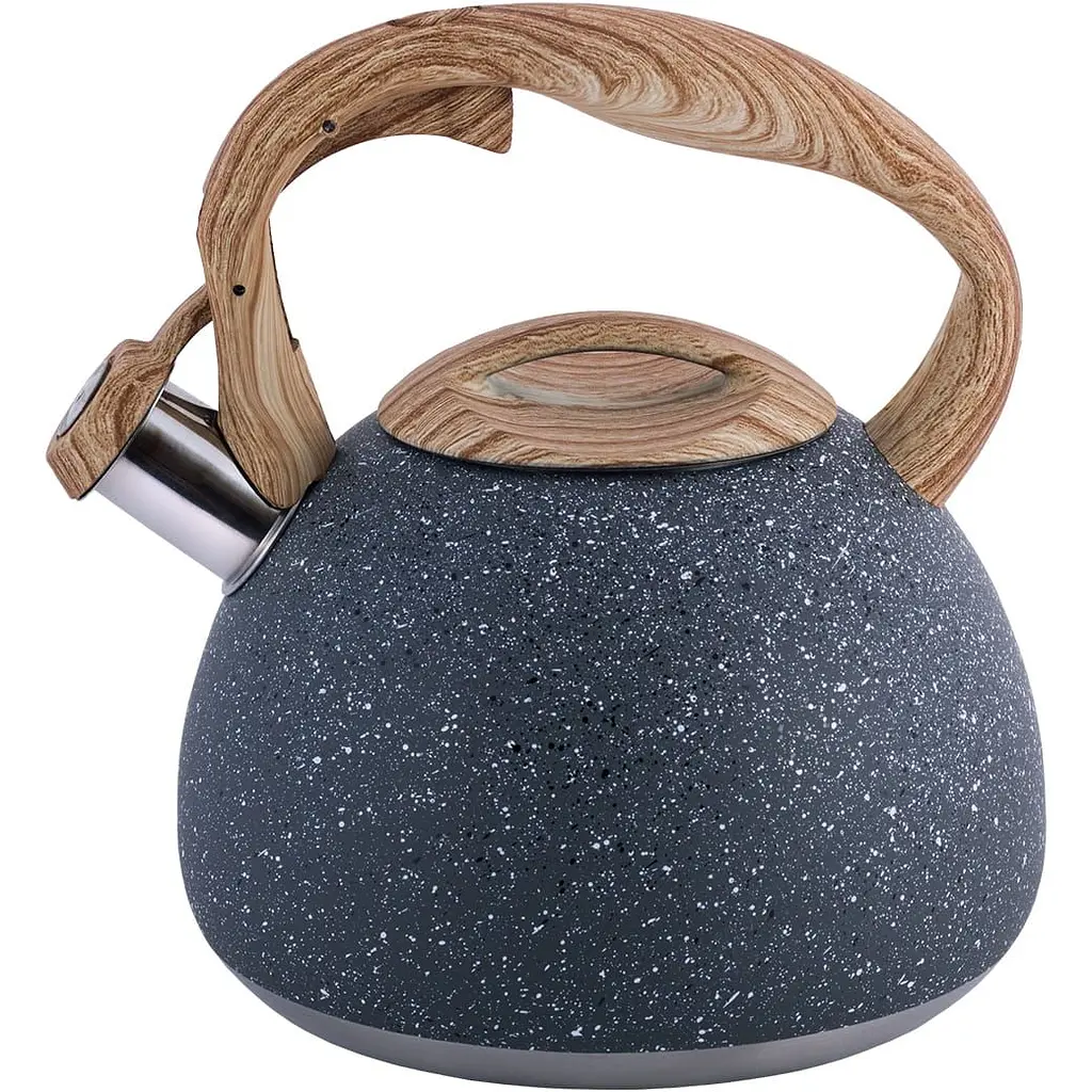 Чайник Kamille з нержавіючої сталі зі свистком 2.8 л сірий (0699) - фото 2