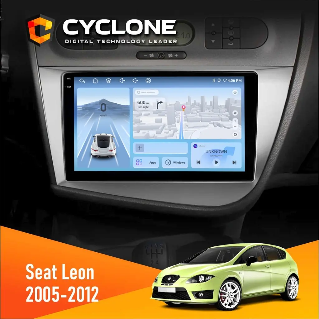 Штатна магнітола Seat Leon 2005-2015 Cyclone C9-012 4x64, DSP, 4G Cyclone (НФ-00008013)