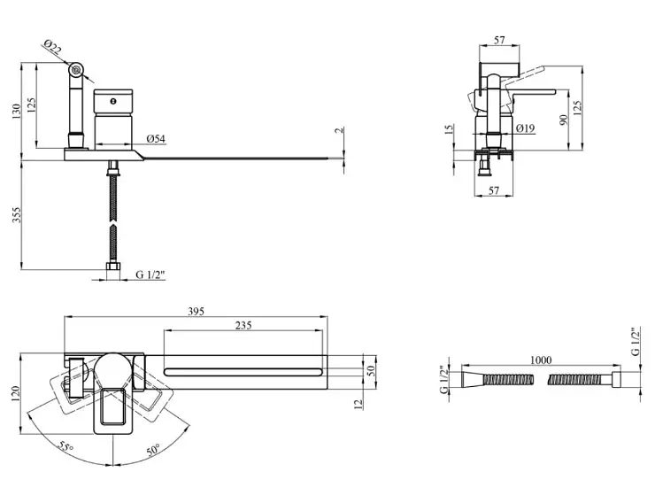 Змішувач-приставка для біде Kroner KRM Zenda - C025 CV022957) - фото 7