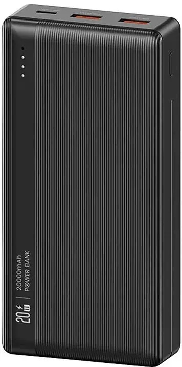 Power bank Usams US-CD206 20000mAh (Повербанк) 3 Ports Display чорний (6958444905532) - фото 2