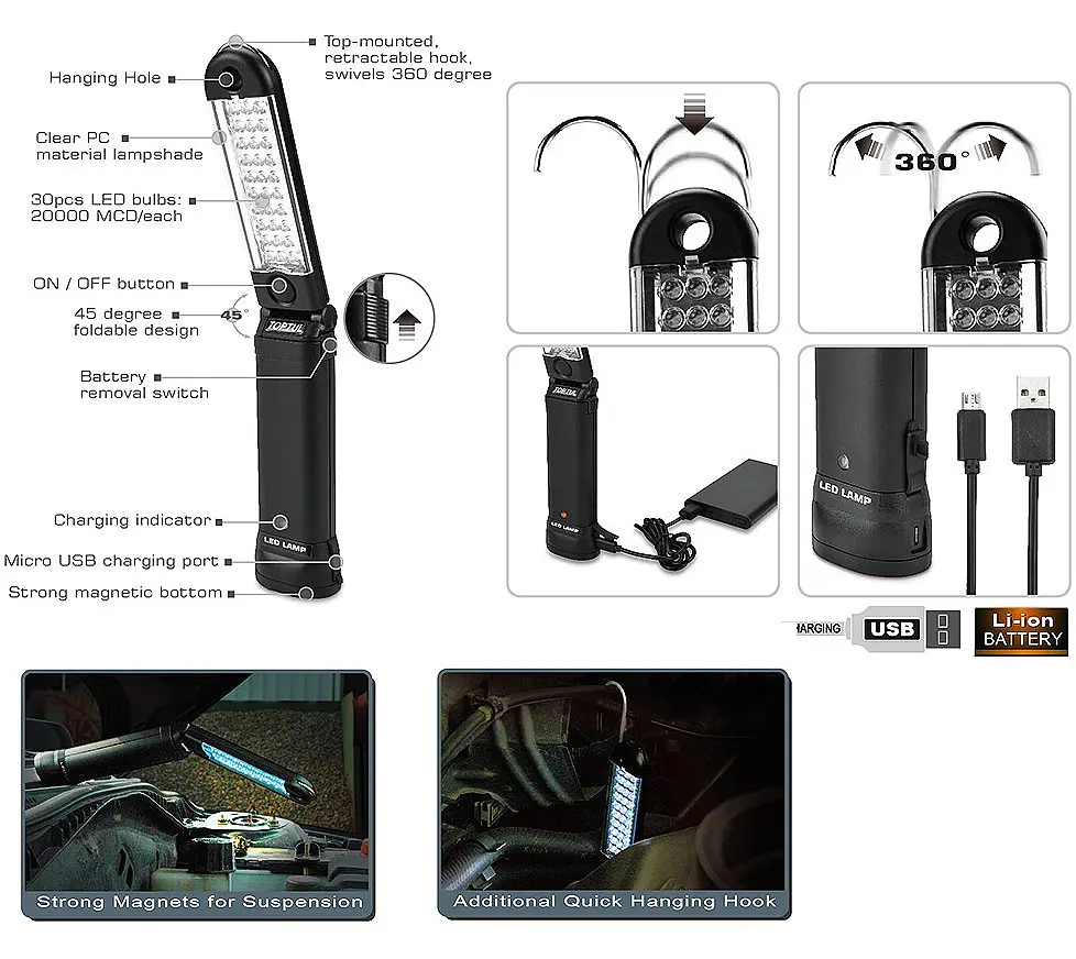 Ліхтар світлодіодний (Micro USB 5V) TOPTUL JJAT0105 - фото 2