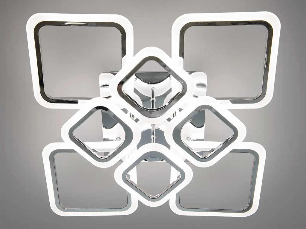 Стильная светодиодная люстра на пульте с димером, 105W, хром - фото 2