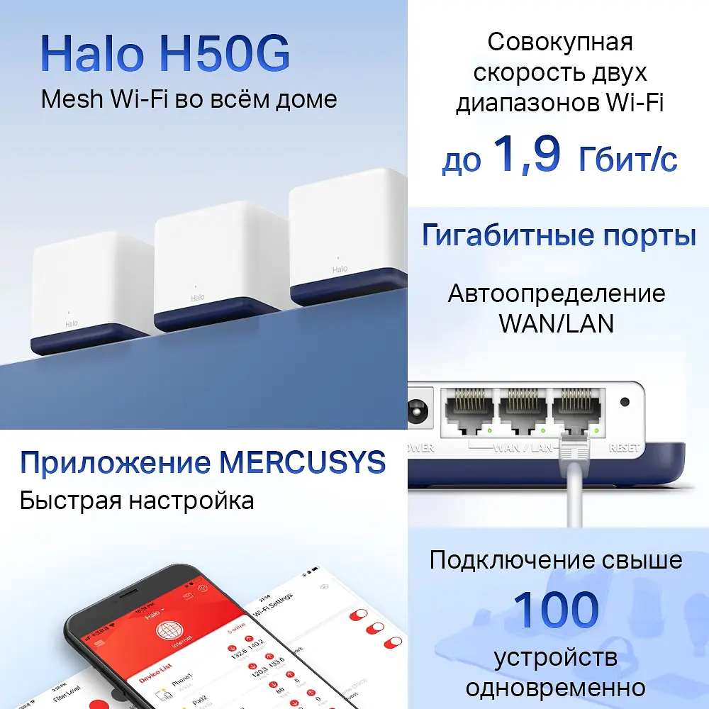 WiFi Mesh система Mercusys Halo H50G(3-pack) - фото 3