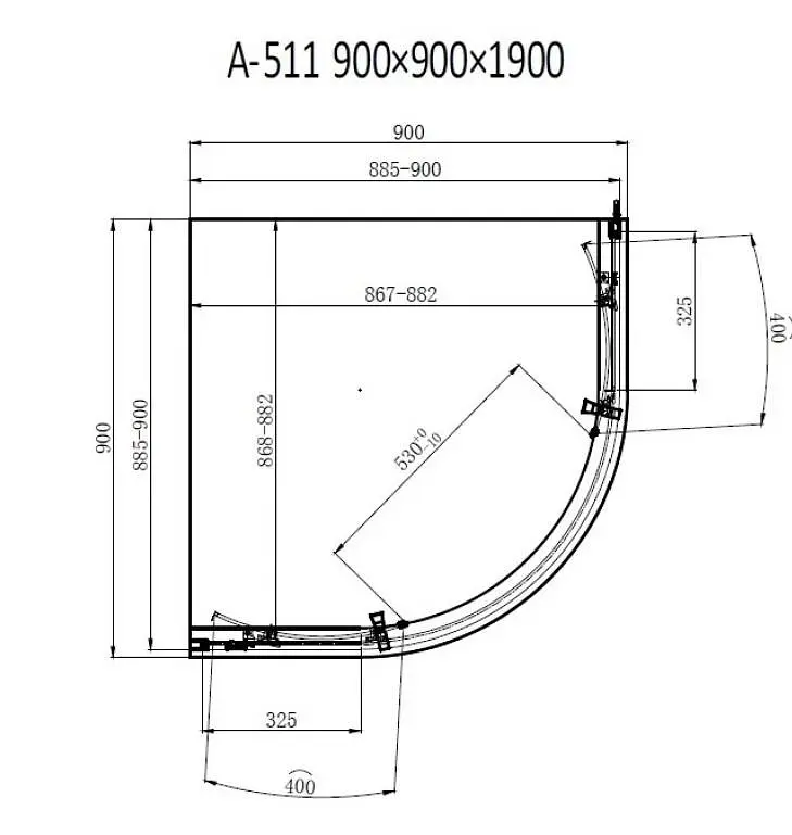 Душова кабіна Dusel A-511 100x100x190 шиншила, Хром, Універсальна, матовий, хром, 100x100 - фото 2