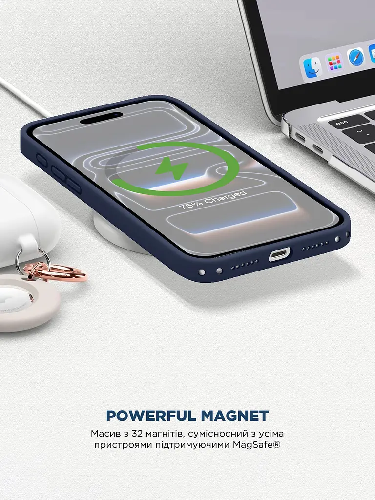 Силиконовый чехол с MagSafe для Apple iPhone 17 Pro, ICON2 MagCase, синий, противоударный, панель с мягкой подкладкой, защита всего корпуса, поддержка беспроводной зарядки, совместим с защитными стеклами и пленками, ArmorStandart (ARM86676) - фото 8