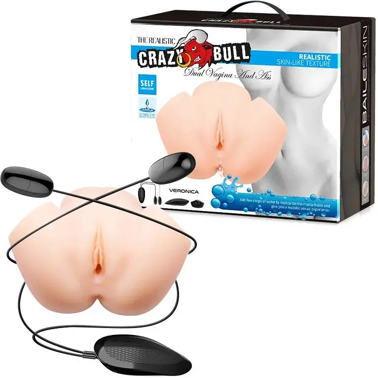 Мастурбатор з подвійною вібрацією і двома входами Crazy Bull-Veronica Dual Vagina and Anal, BM - 00900T72ZK, Телесный - фото 7
