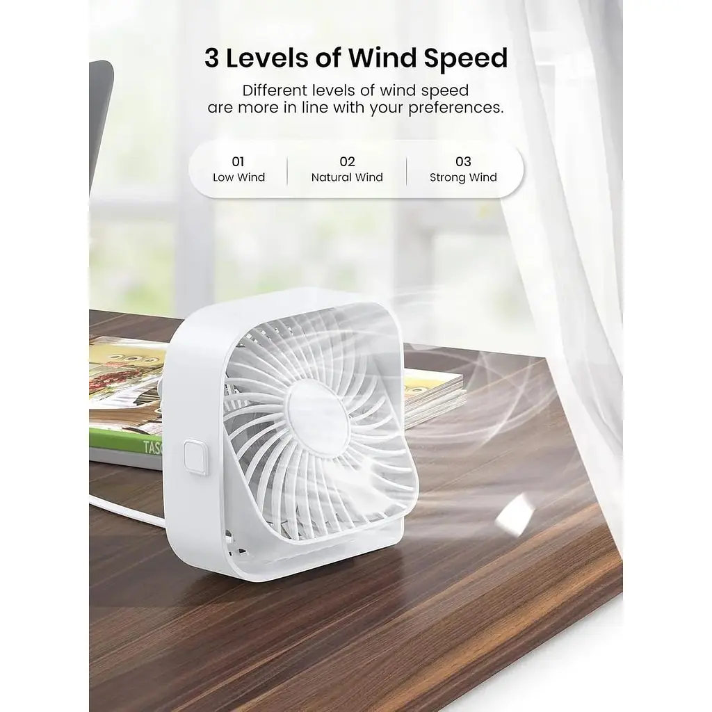Портативный мини-вентилятор Topk K50 USB charging 360° rotating White - фото 6