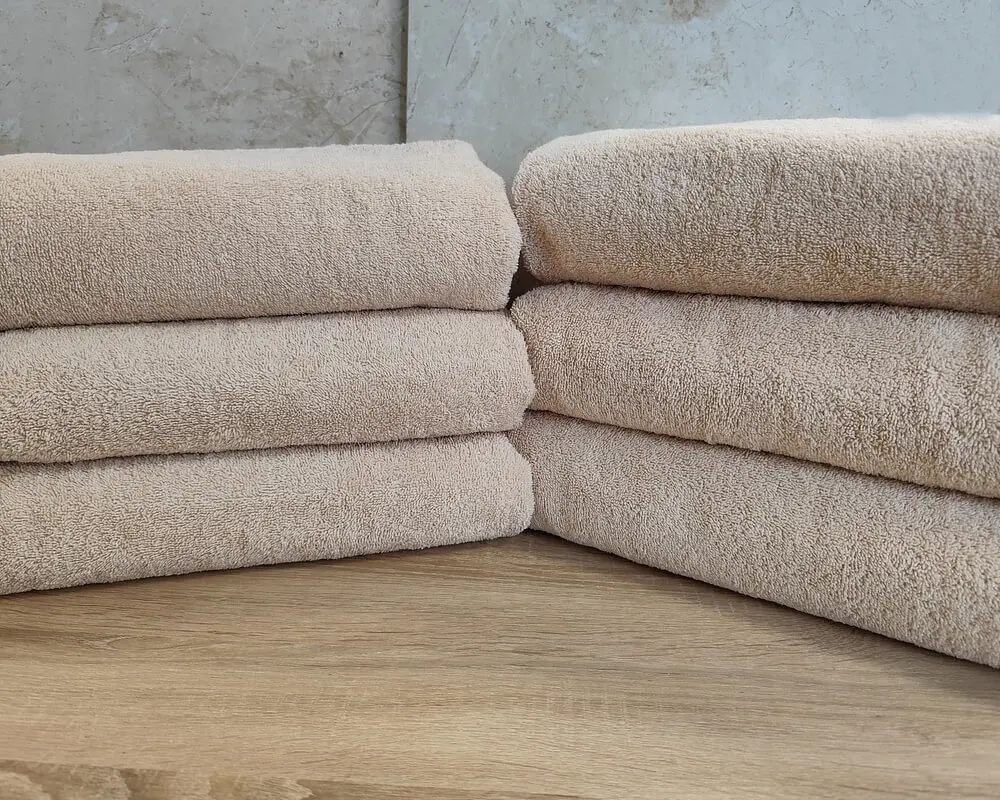 Набір турецьких махрових однотонних рушників Zeron 6 штук 70х140 Beige щільність 500 г/м2 - фото 2