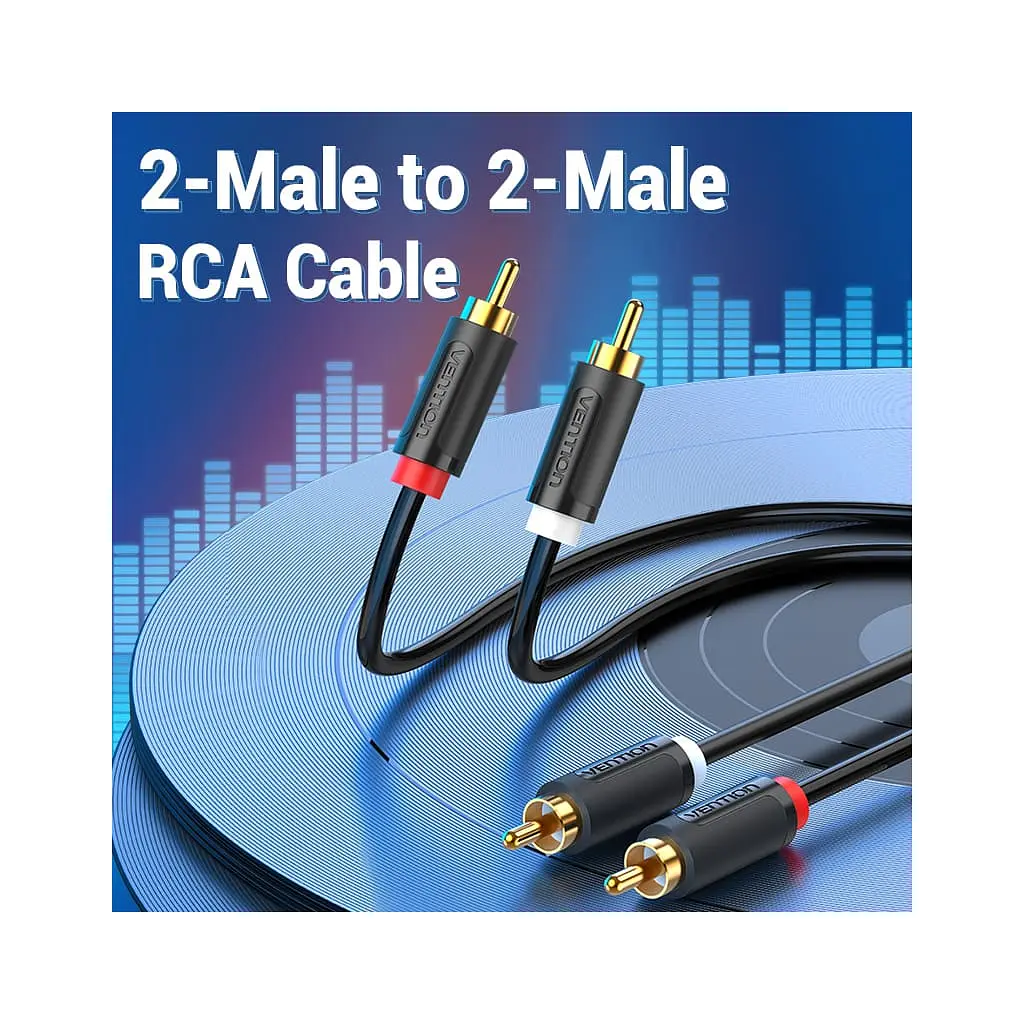Кабель мультимедійний 2xRCA M to 2xRCA M 1.5m black Vention (BCMBG) - фото 5