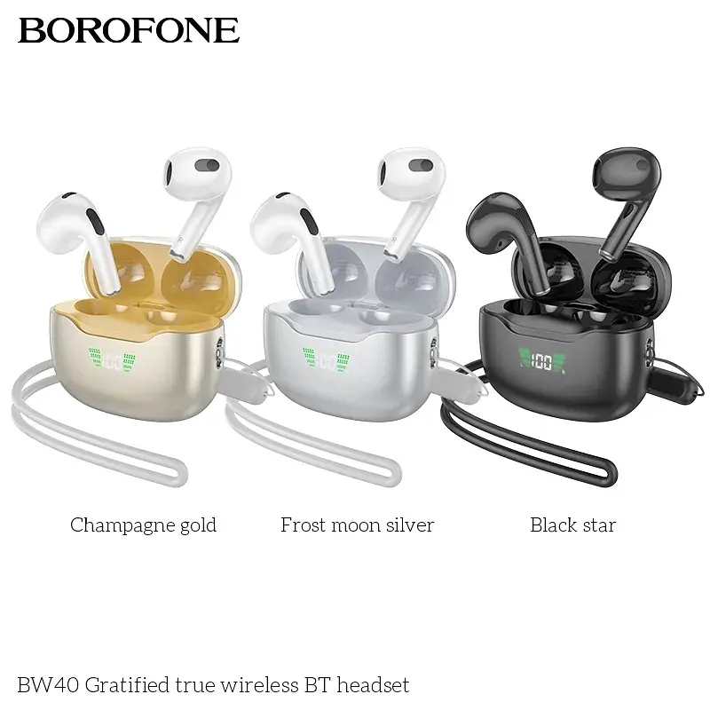 Наушники Borofone BW40 Gratified true wireless BT headset Frost Moon Silver - фото 4