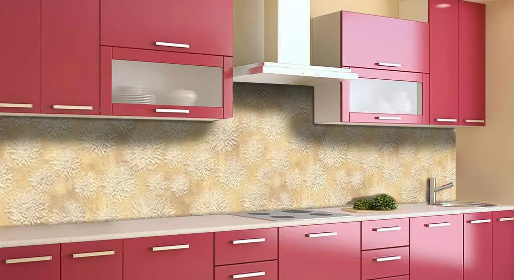 Кухонний фартух Піщані айстри вінілова для кухні 65х250 см Абстракції Бежевий Happy Pocket Z183923 - фото 3