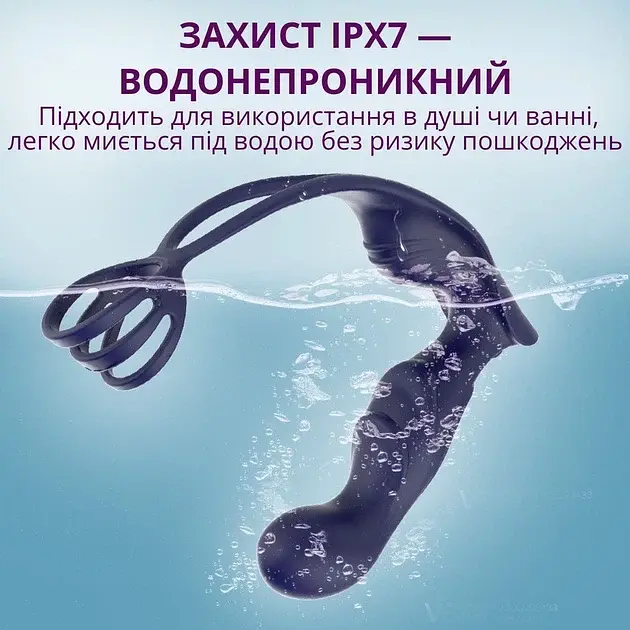 Масажер простати I’MCUM DeepControl з ерекційним кільцем, подвійною вібрацією та пультом керування Темно-синій (IM-KGS210) - фото 4