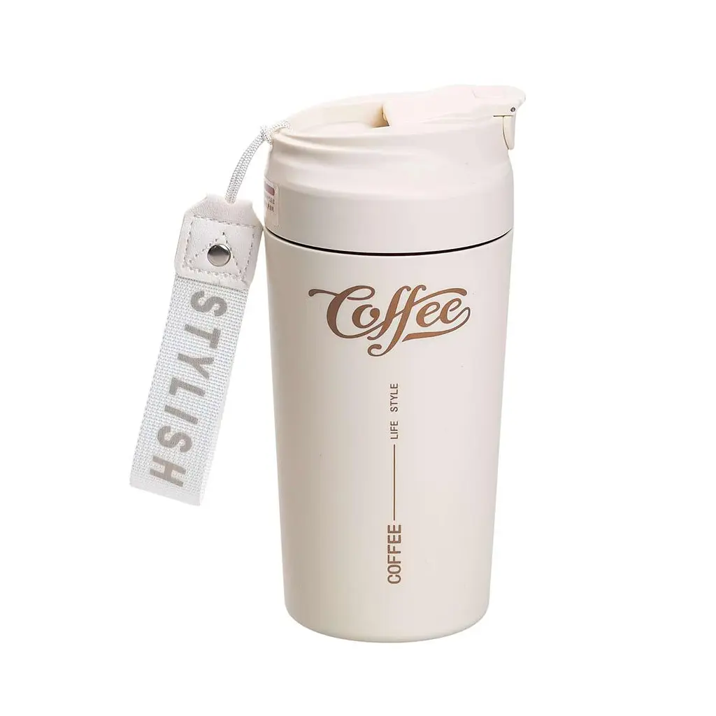 Термочашка Coffee 480 мл з керамічною колбою, бежевий Yiwu HP-14-14BE - фото 14